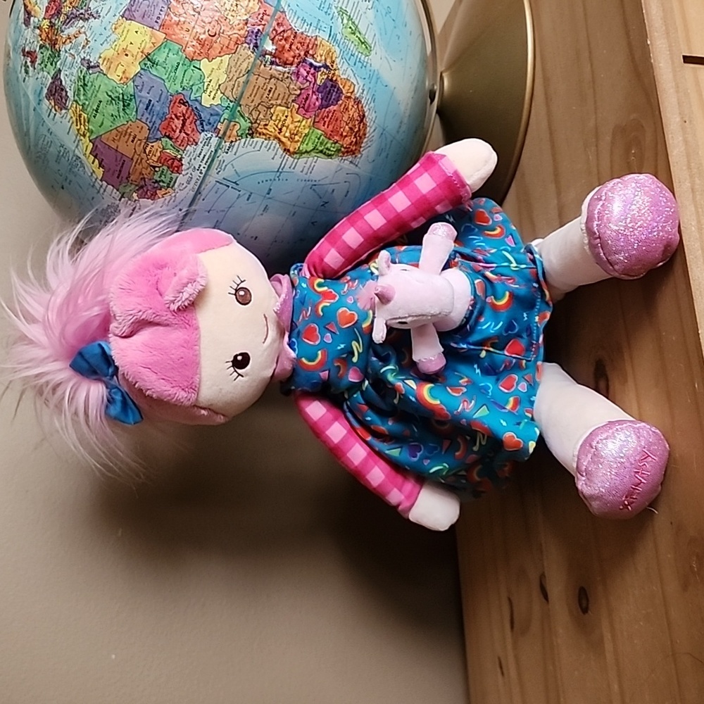 Retired Scentsy Friends doll Capri with Calypso the Unicorn